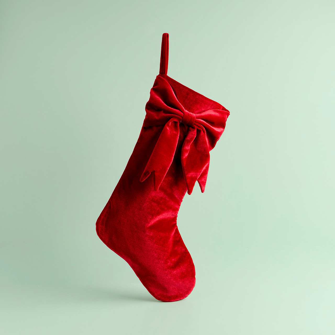 Eve Red Bow Velvet Christmas Stocking
