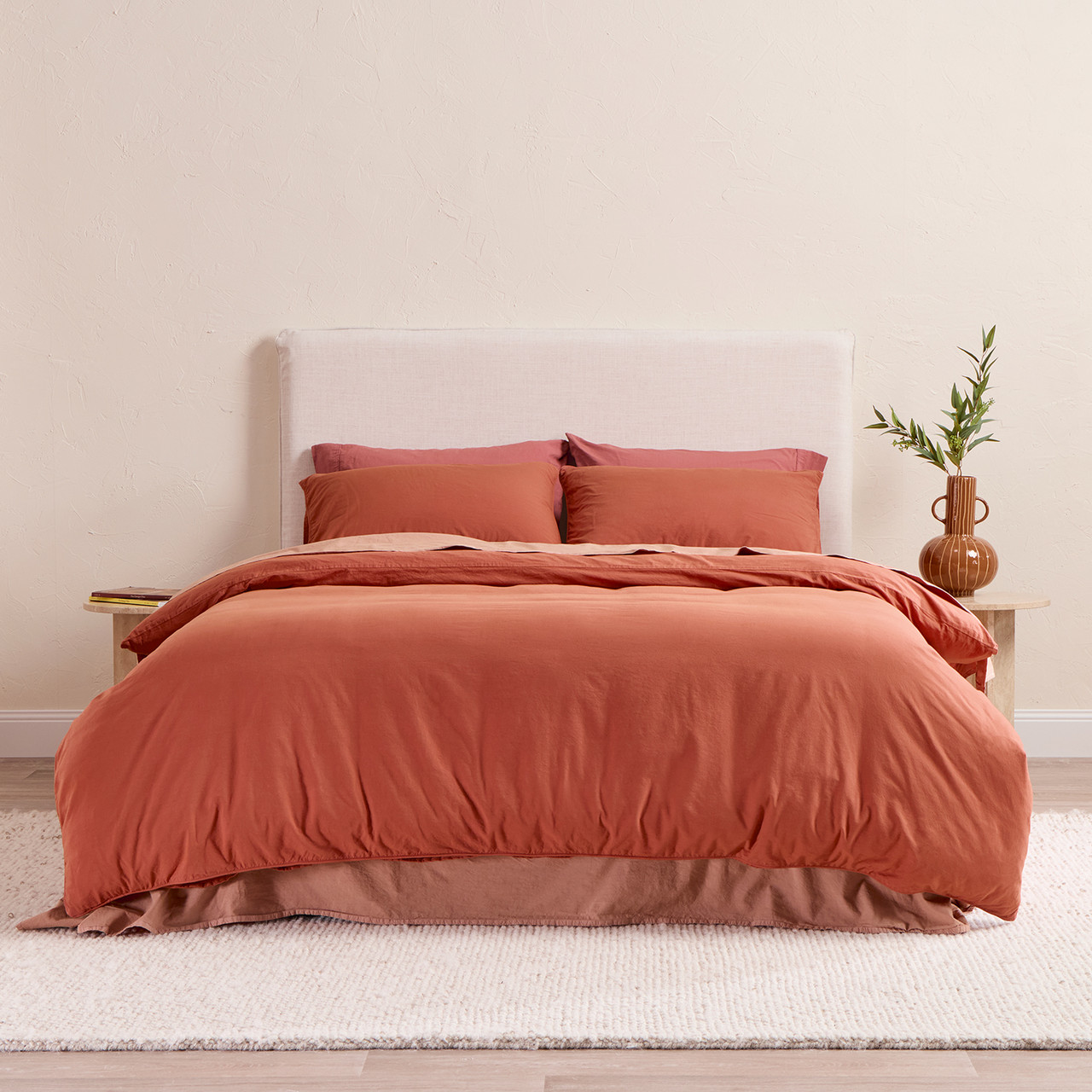 Stonewash Cotton Copper Clay Quilt Cover Set