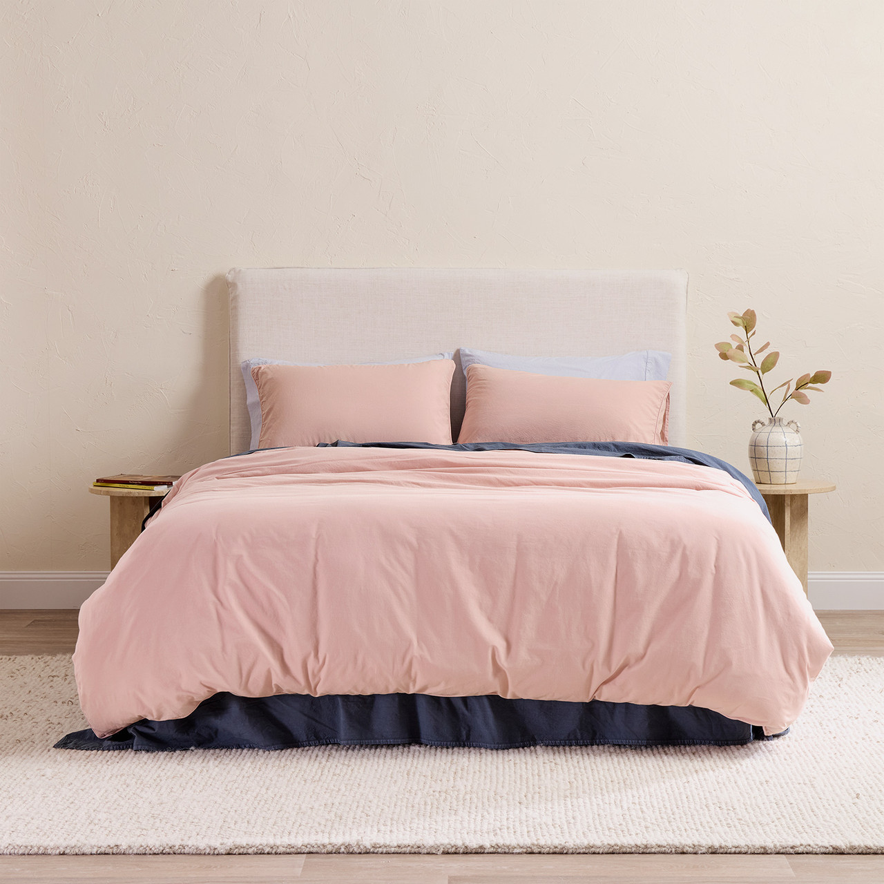 Stonewash Cotton Pearl Blush Quilt Cover Set
