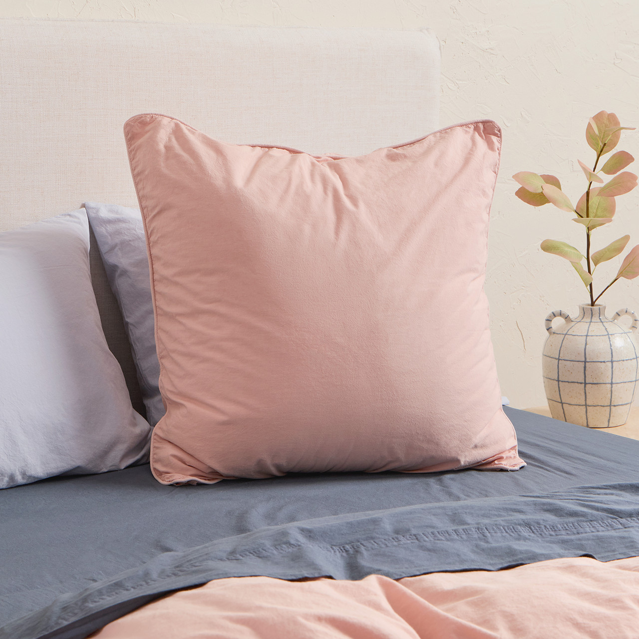 Stonewash Cotton Pearl Blush European Pillowcase