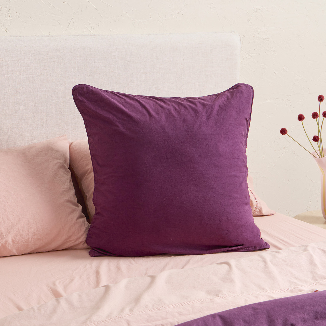 Stonewash Cotton Vivid Plum European Pillowcase