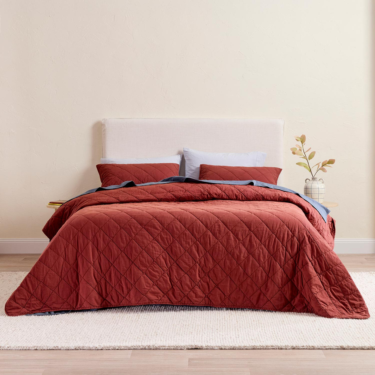 Stonewashed Rosewood Cotton Coverlet Set