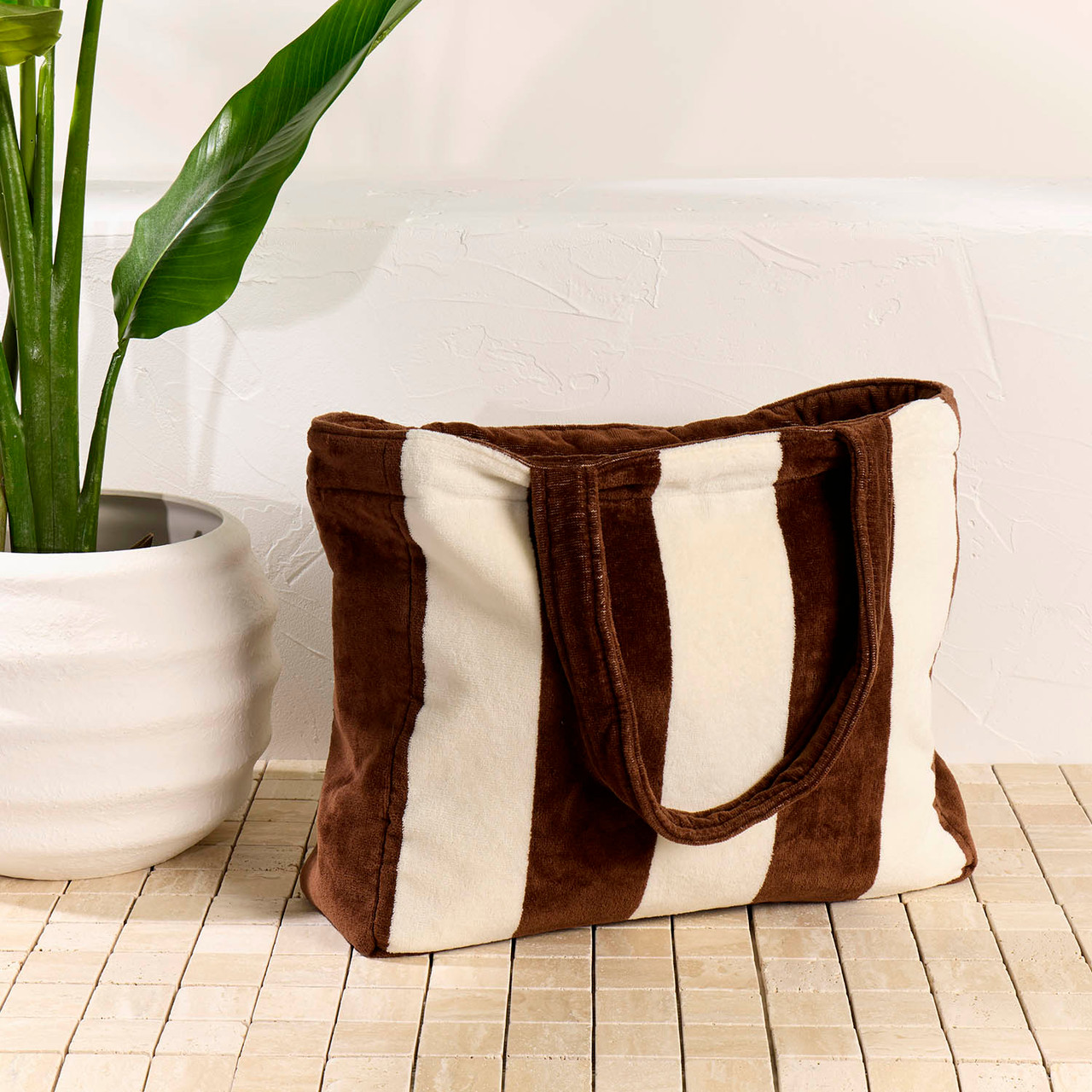 Soona Stripe Velour Beach Bag