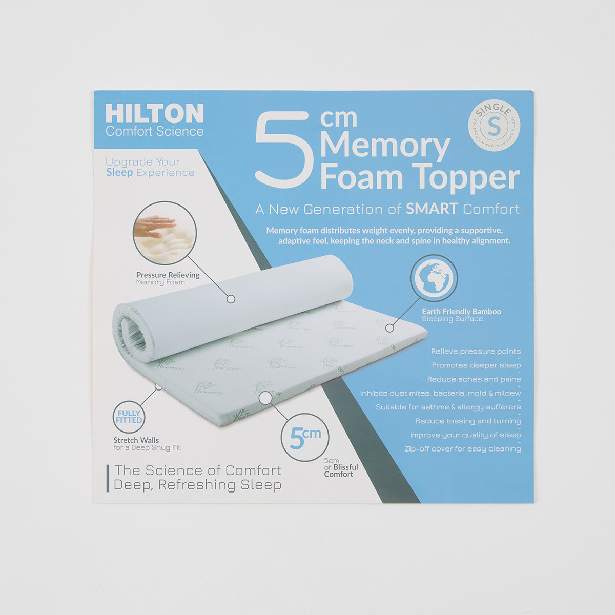 Comfort Science 5cm Memory Foam Mattress Topper