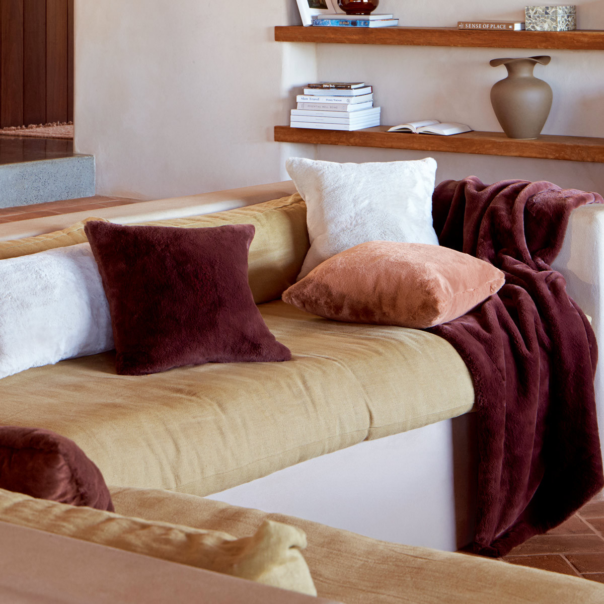 Nevada Faux Fur Square Cushion