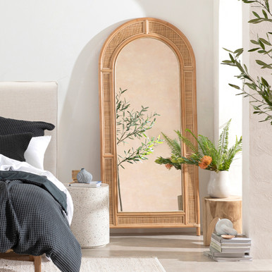 Otto Rattan Arch Floor Mirror - Pillow Talk