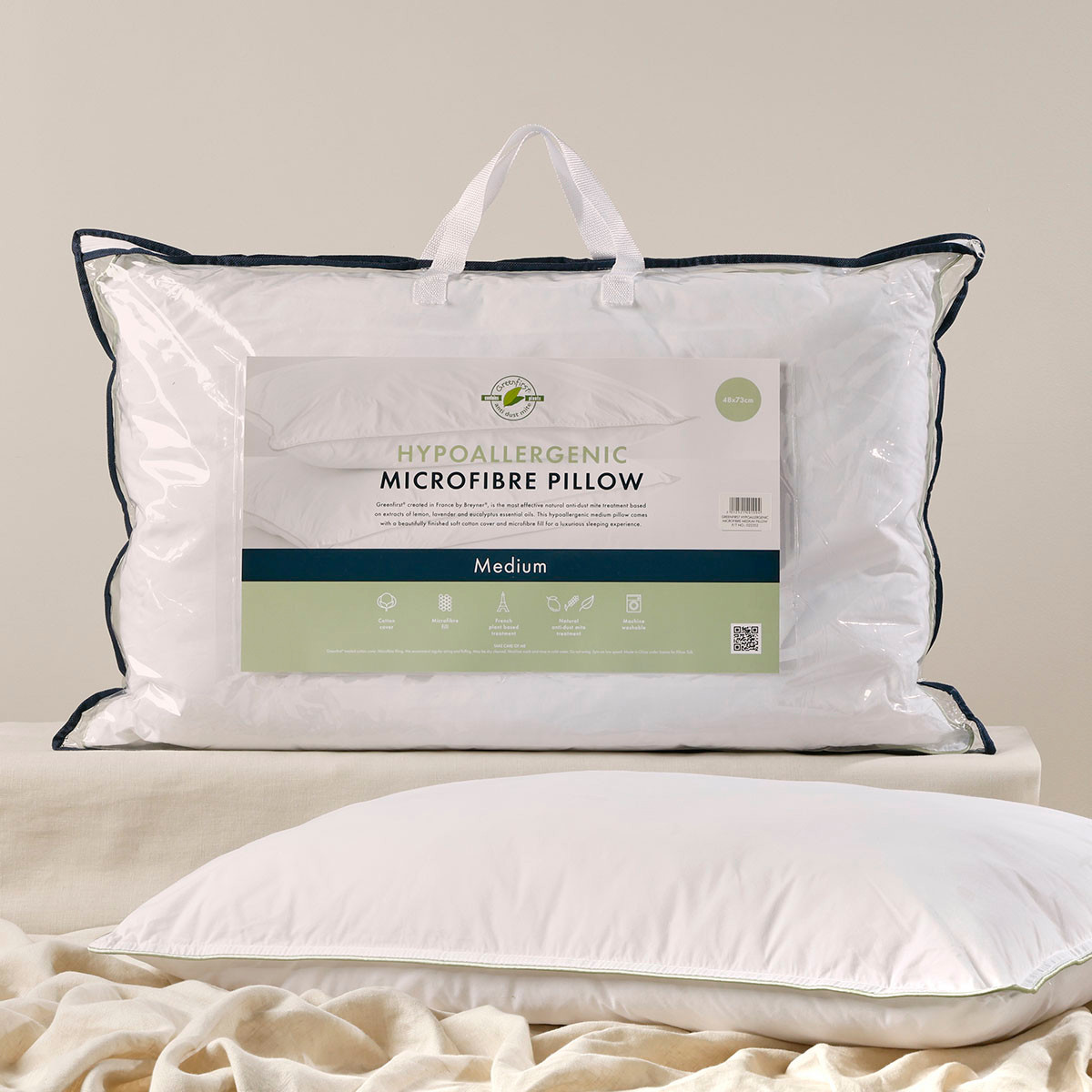 Hypoallergenic Microfibre Medium Pillow