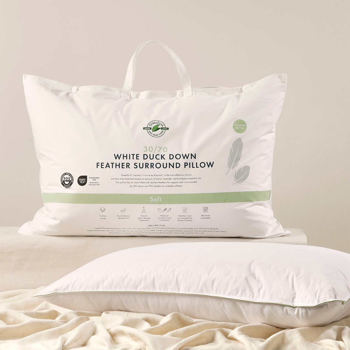 30/70 Duck Down Feather Soft Pillow