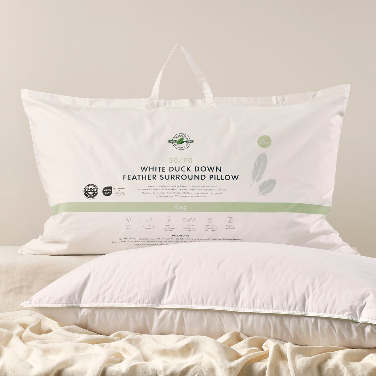 30/70 Duck Down Feather King Pillow
