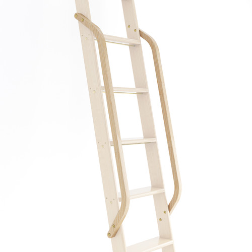 Add-On Wooden Handrail, Hickory, Brushed Satin Brass Fasteners, Prefinished