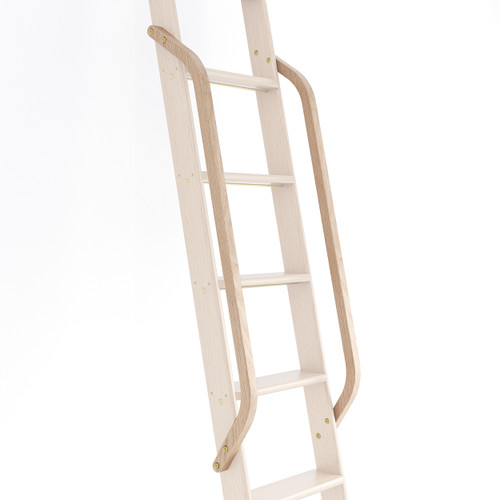 Add-On Wooden Handrail, Red Oak, Brushed Satin Brass Fasteners, Prefinished