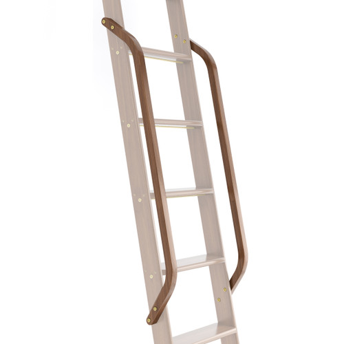 Add-On Wooden Handrail, Walnut, Brushed Satin Brass Fasteners, Prefinished