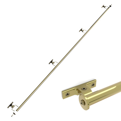 Classic No. 1 Track Kit, 8ft Track with Horizontal Mounting Brackets and End Caps, Polished Brass