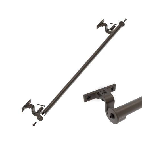 Classic No. 1 Track Kit, 3ft Track with Horizontal Hook Mounting Brackets and End Caps, Oil Rubbed Bronze