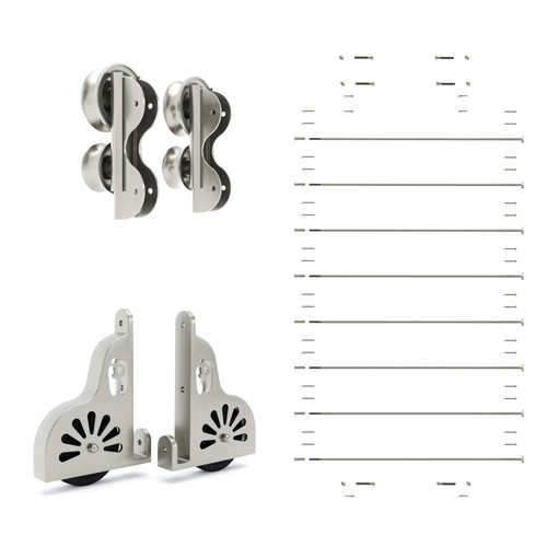 20" Wide Classic #1 Hardware Kit Satin Nickel Roller Open Style Wheel