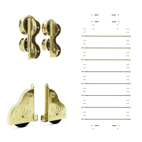 16" Wide Classic #1 Hardware Kit Polished Brass Roller Embossed Style Wheel