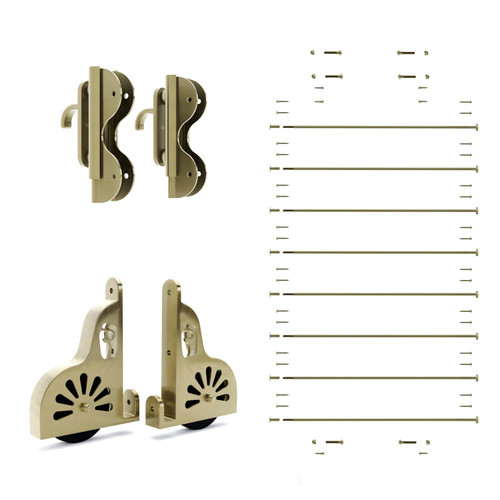 20" Wide Classic #1 Hardware Kit Antique Brass Hooks Open Style Wheel