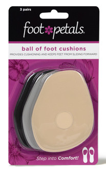 Ball of Foot Cushions - Shoe Pad for the Ball of Foot - Khaki, Silver and Black in Packaging - by Foot Petals