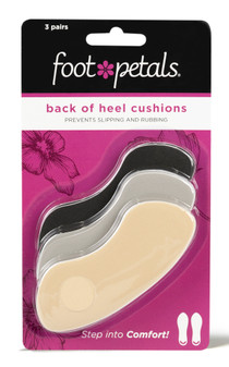 Back of Heel Cushions - Shoe Pad for the Back of Heel - Khaki, Silver and Black in Packaging - by Foot Petals