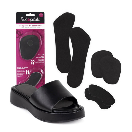 Triple Threat Black with Packaging - Back of Heel, Ball of Foot, 3/4 Insole - by Foot Petals