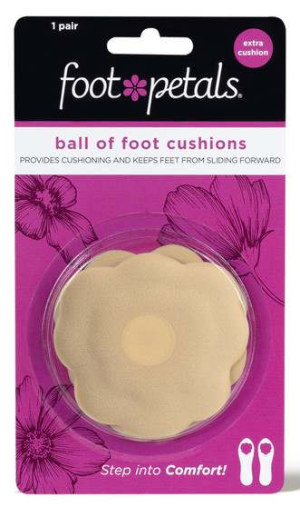 Tip Toes Dual Density - Poron with Soft Spots - Shoe Pad for the Ball of Foot - Khaki in New Packaging - by Foot Petals