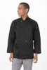 "Unisex Bastille Chef Coat front view with long sleeves and turn-back cuffs