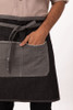 Black utility apron with selvage edge and tablet pocket