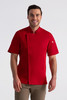 Men’s Springfield Chef Coat in Red showing slim tailored fit through chest and body
