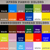 Designer Pot Stack Embroidered Apron Color Swatches