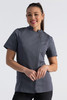 Women’s Springfield Chef Coat in Ink Blue with zipper closure and sleeve pockets