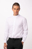 Men's White Formel Banded Collar Shirt