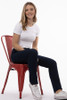 Hospitality work pants with four-way stretch and medium rise