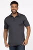Front view Men’s Form-Fit Polo Shirt in Iron Gray with fitted professional silhouette