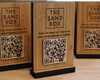 Bamboo contactless QR menu sign with engraved logo