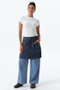Craftsman Half Bistro Apron – Indigo Blue | Cotton denim half apron with snap and zip pockets, pencil slots, and front slit – 25/Seven Workwear