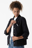 Metal button front closure and chest pen pocket on Women's Utility Chore Coat
