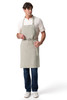Front view of Huntington Bib Apron showing bib coverage, angled pockets, and front ties