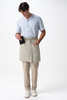 Two ergonomic front hip welt pockets on Huntington Half Bistro Apron for practical service storage