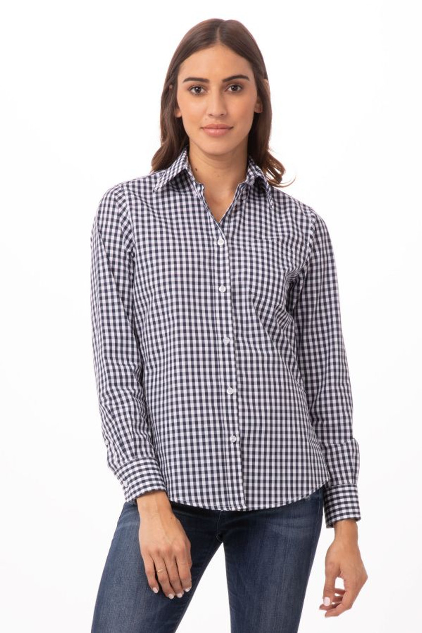 Women's Blue and White Check Gingham Shirt