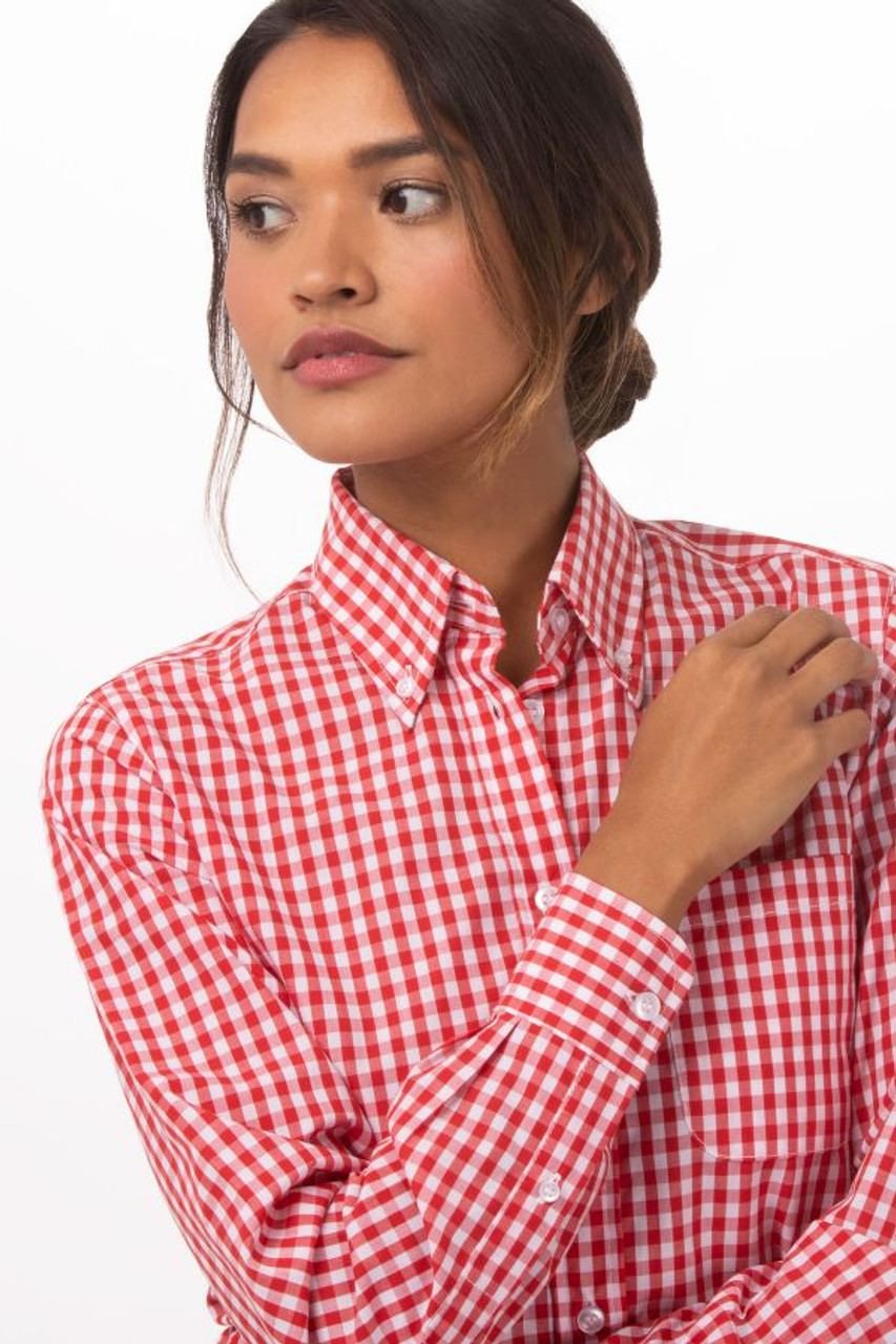 Womens Red and White Gingham Shirt