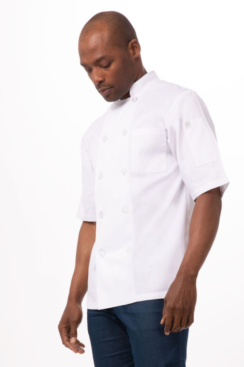 Winco UNF-5WL White Poly-Cotton Blend Double Breasted Chef Jacket with  Pocket, Large - LionsDeal