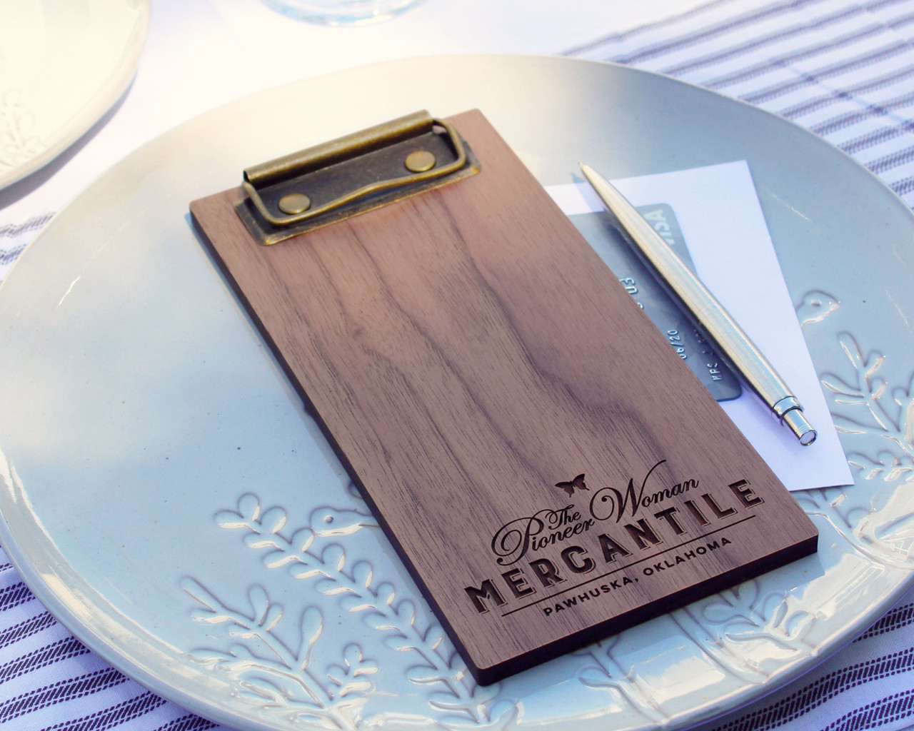 Solid Walnut Mini Clipboard Restaurant Check Presenter