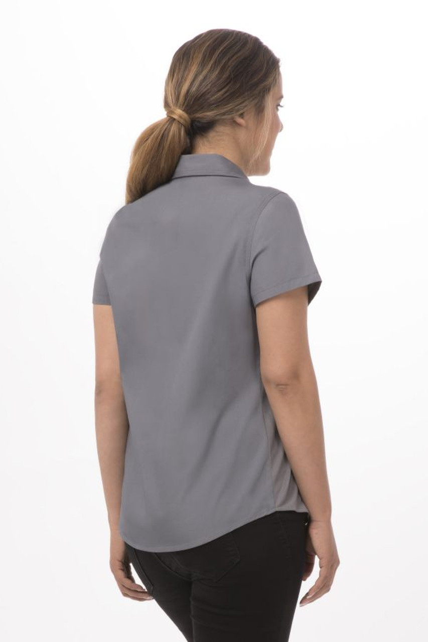  I-R49 Gray Vneck Shirts for Women Fall Summer Short