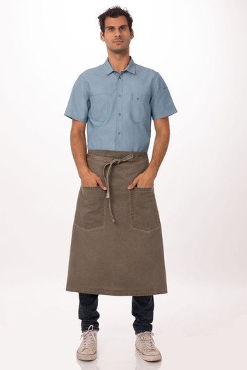 Dorset Bistro Apron in earth brown , front view