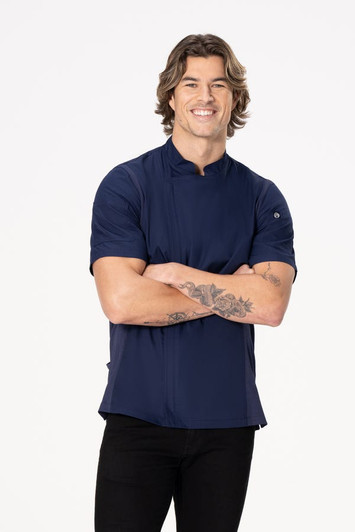Navy Short-sleeve cool vent chef coat Navy Short-sleeve cool vent chef coat