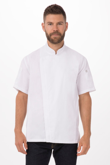 Men’s Springfield Chef Coat in White with clean professional kitchen styling