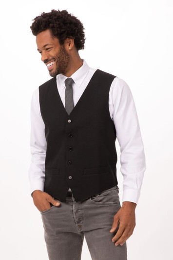 Men’s classic fit black vest with welt pockets