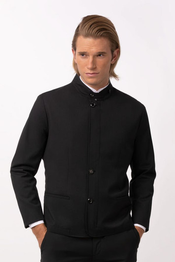 Formal banquet coat with concealed zipper and button placket