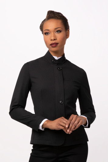 Women’s banquet coat with concealed zip and button closure