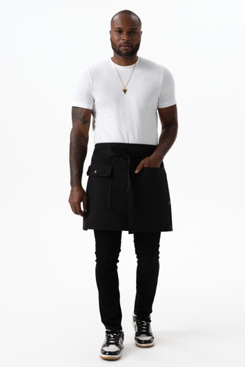Tactical Half Bistro Apron in Black made from heavyweight 11.5 oz cotton for chefs and makers